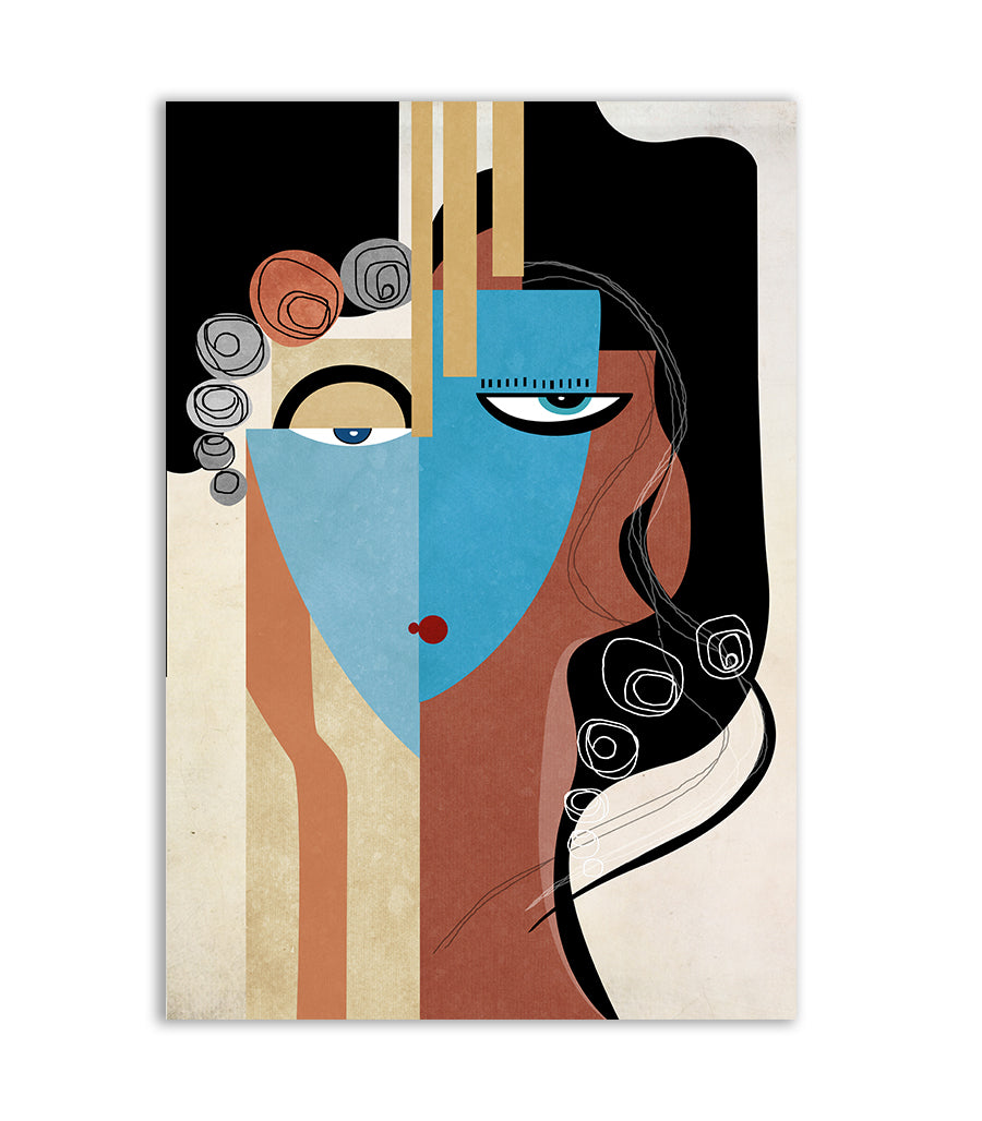 Tableau Portrait Moderne en Couleurs Contrastées