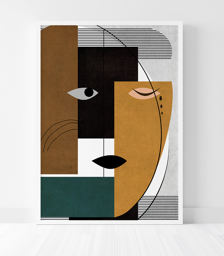 Tableau Contemporain Visage Géométrique