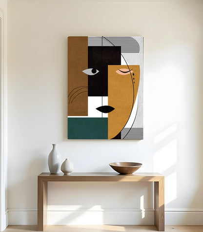 Tableau Contemporain Visage Géométrique