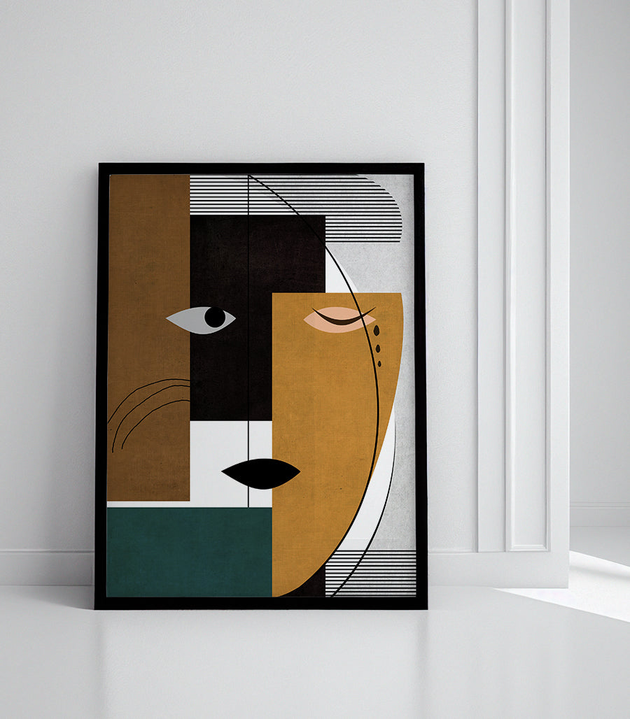 Tableau Contemporain Visage Géométrique